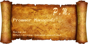 Prommer Manassé névjegykártya